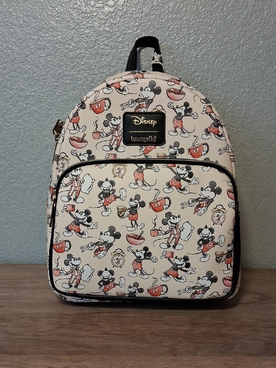Loungefly Handbags - Loungefly Cream & Black Mickey Mouse Retro Pattern Mini Backpack
